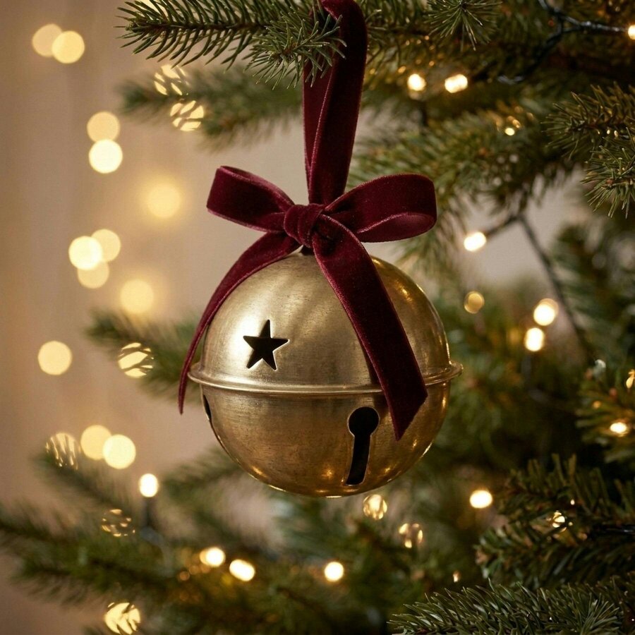 Garden Greatness Hanging Gold Bell with Velvet Bow