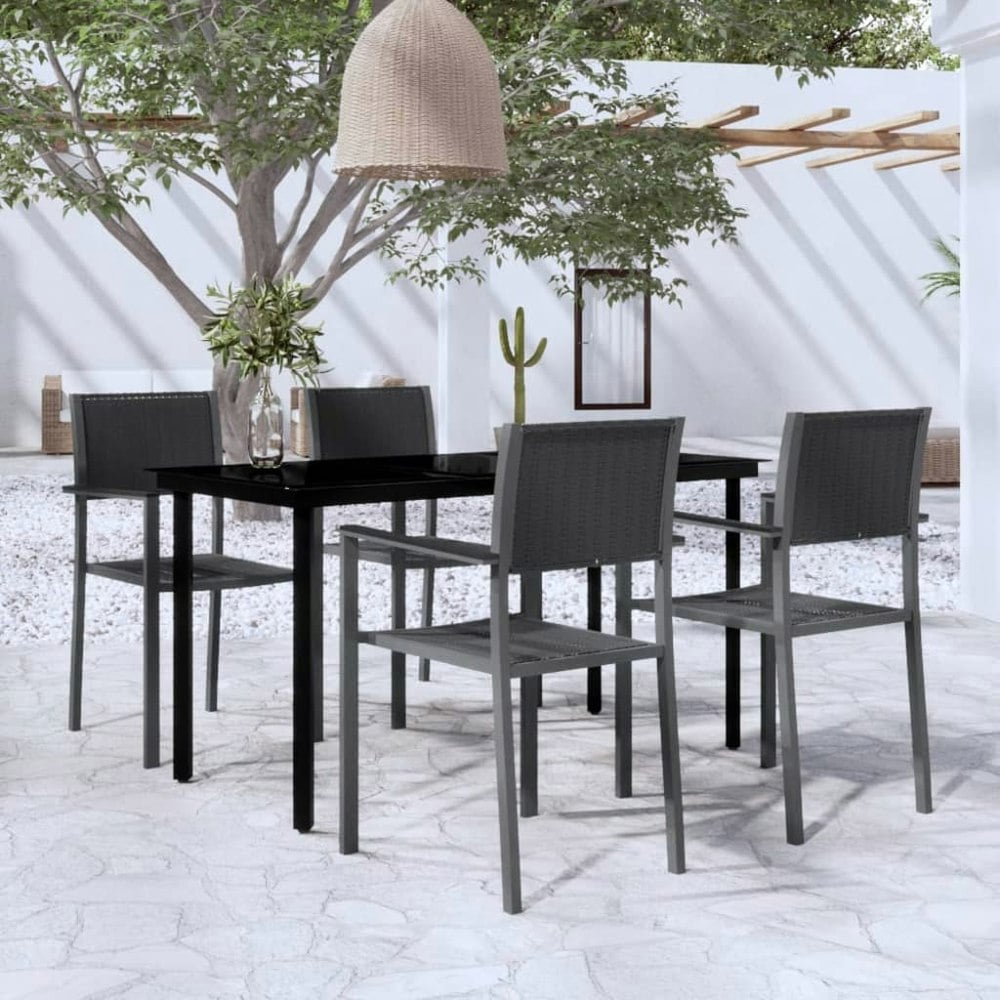 Berkfield 5 Piece Garden Dining Set Black
