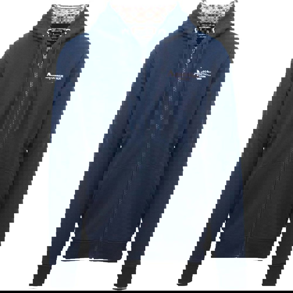 Aquascutum Classic Embossed Signature Logo Zip-Up Hoodie - Navy Blue
