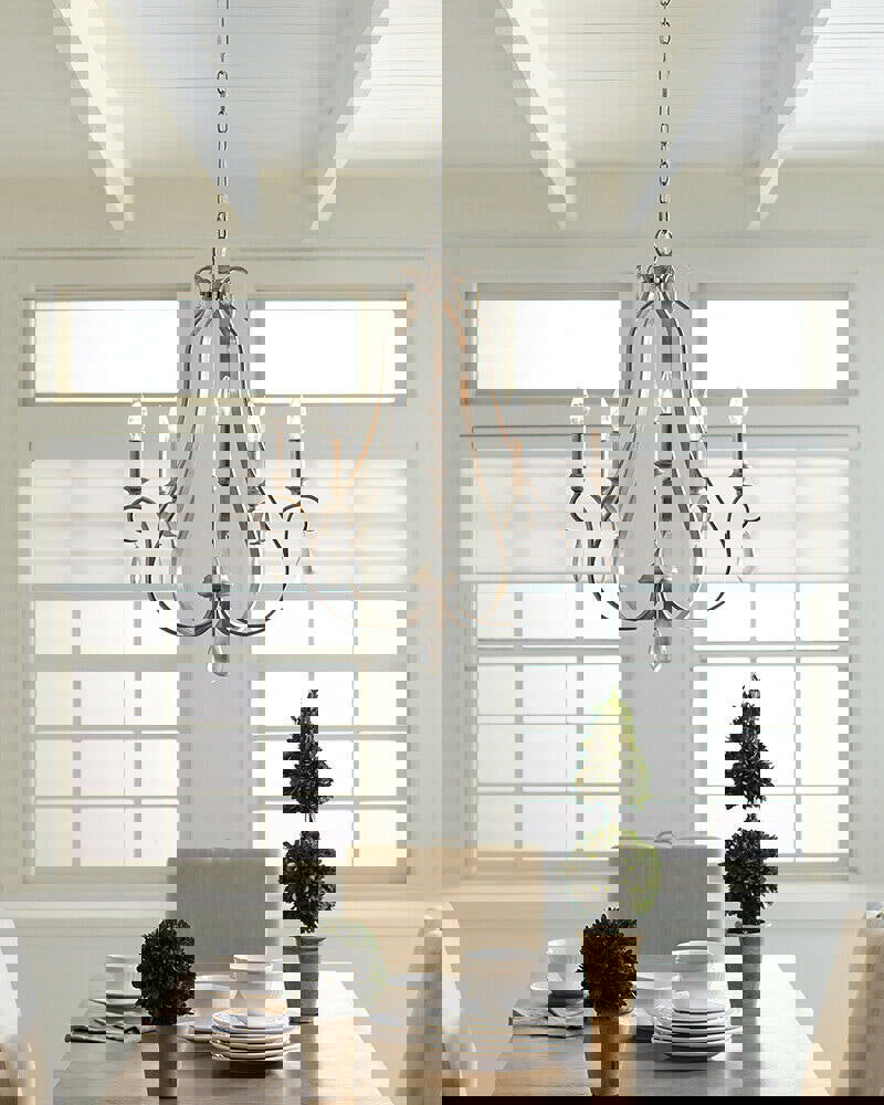 5 Bulb Chandelier Hanging Pendant LIght Sunrise Silver LED E14 60W Bulb Loops