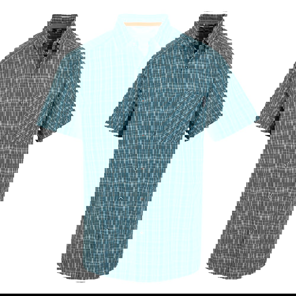 Regatta Mens Mindano IX Checked Short-Sleeved Shirt - Stormy Weather/Iceberg/Ash