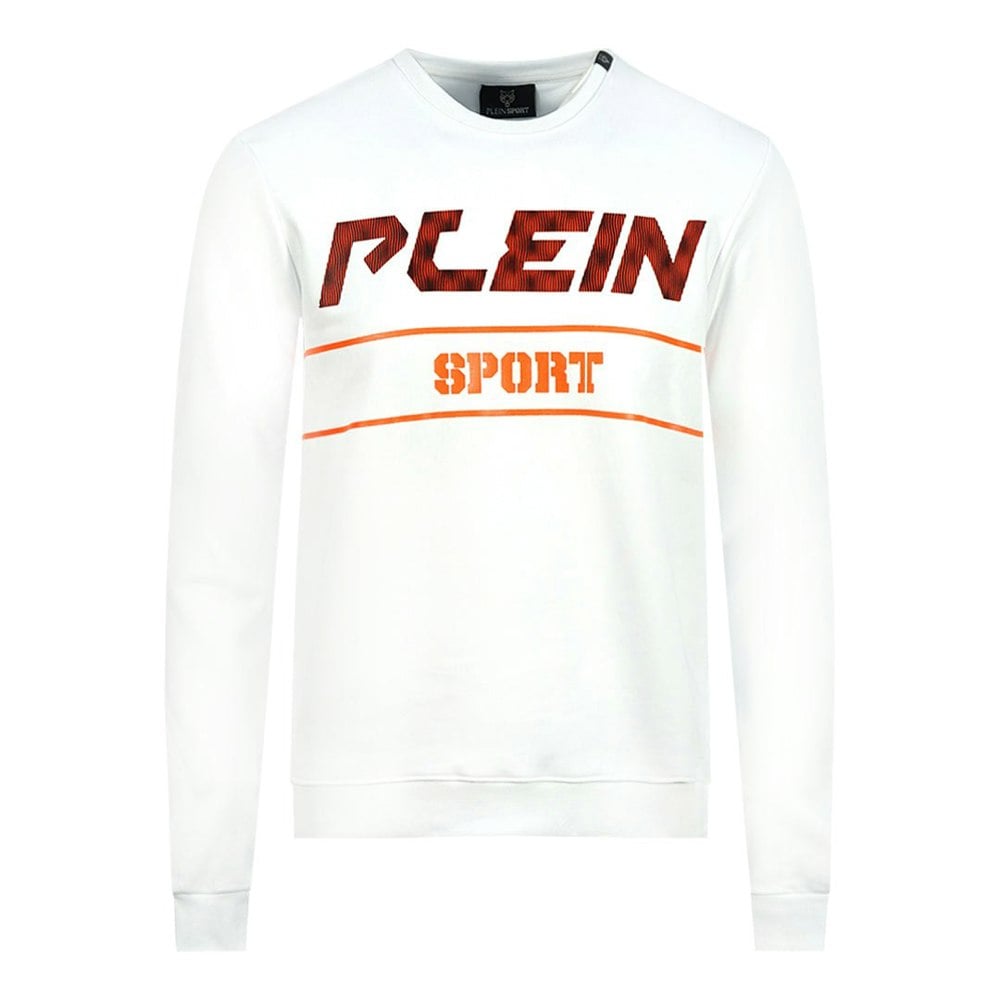 Plein Sport Philipp Plein Sport Orange Bold Logo White Jumper