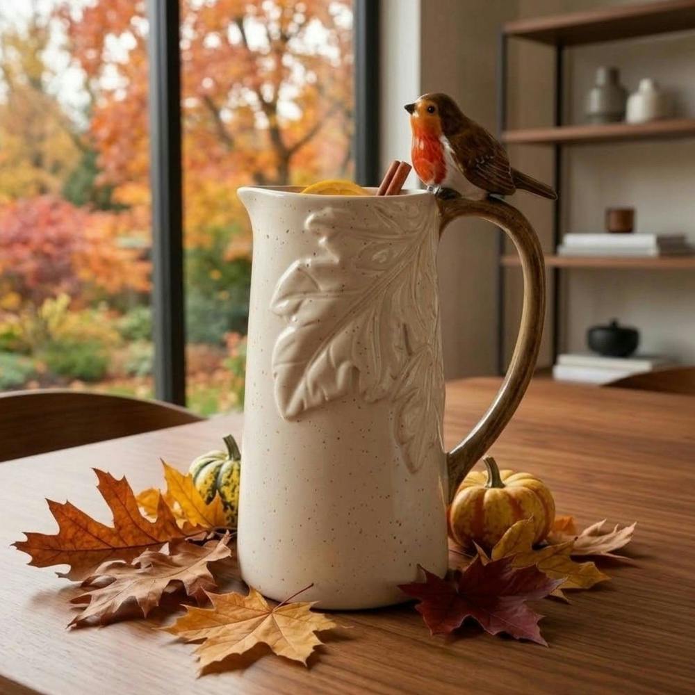 Garden Greatness Harvest Autumn Robin Leaf Decorative Jug