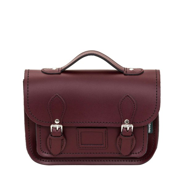 Marsala Red Leather Midi Satchel - Midi Satchel - Zatchels