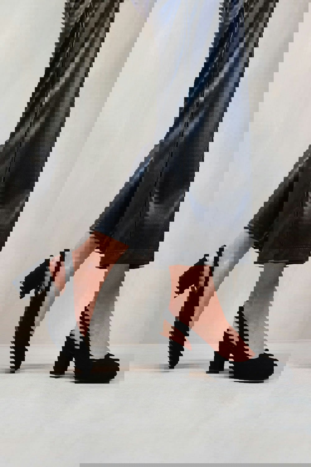 Where's That From Edith Block Heel Slingback Shoes in Black Suede