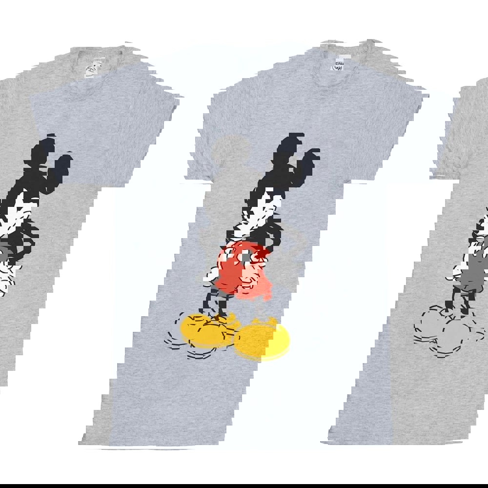 Disney Mens Mickey Mouse Angry Look Down T-Shirt - Sports Grey