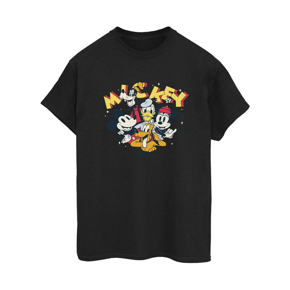 Disney Womens/Ladies Mickey Mouse Group Cotton Boyfriend T-Shirt - Black