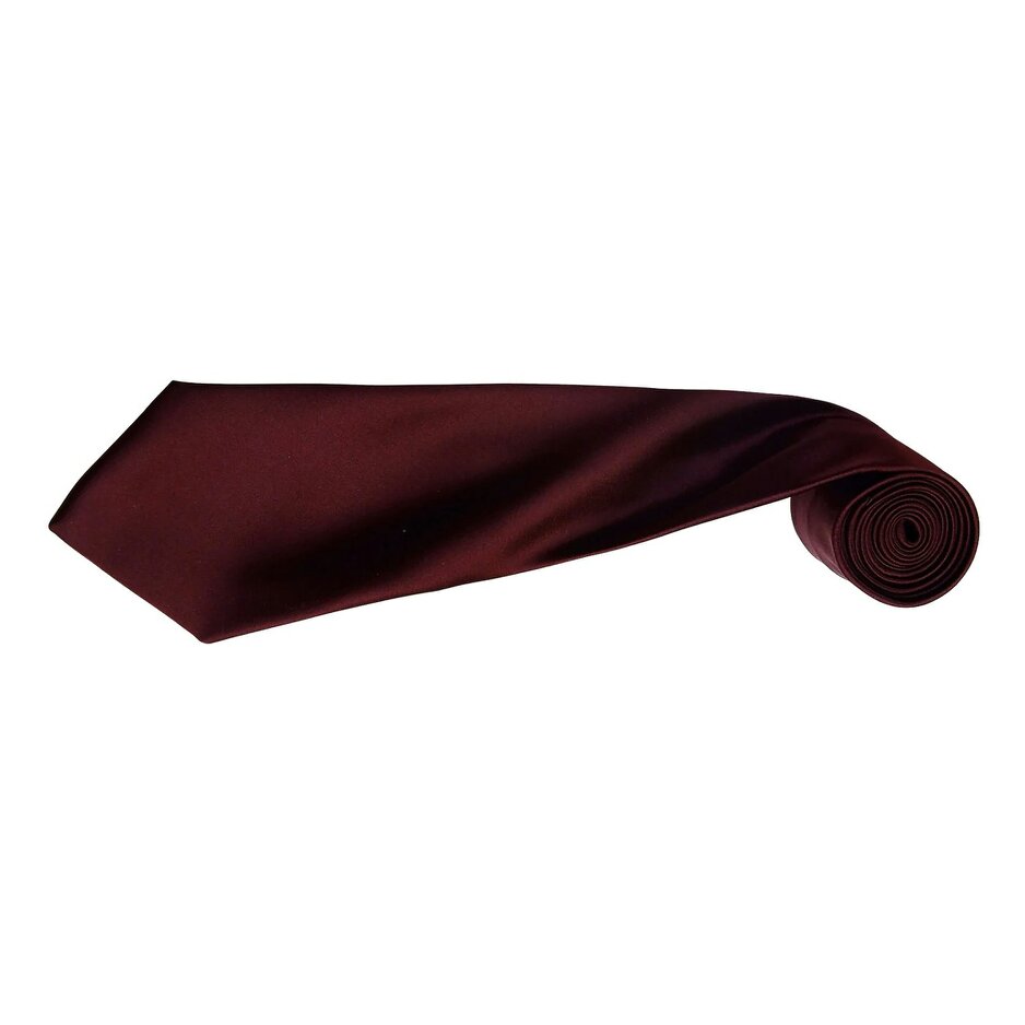Premier Mens Plain Satin Tie (Narrow Blade) (Pack of 2) - Burgundy