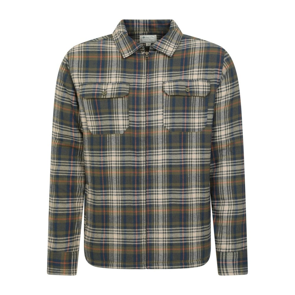 Mountain Warehouse Mens Stream II Flannel Lined Shirt - Dark Khaki