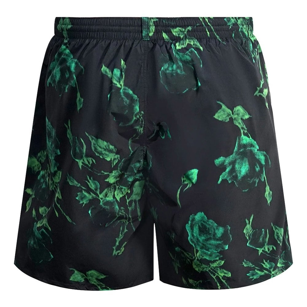 Dsquared2 Green Floral All Over Design Swim Shorts - Black