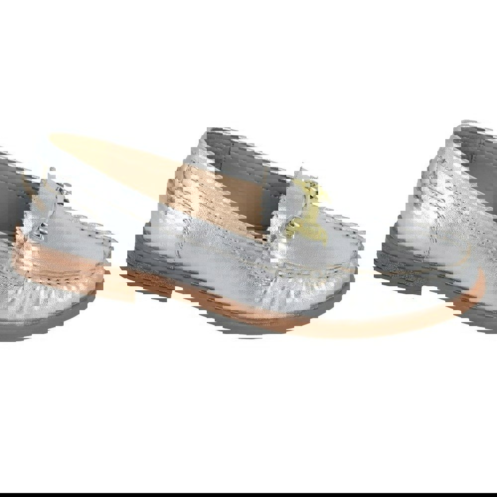 Cipriata Womens/Ladies Nicolosa Leather Saddle Loafers - Silver