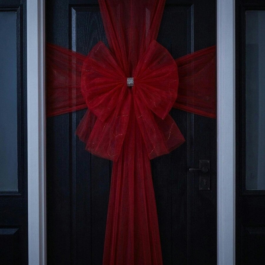 Garden Greatness Festive Light-Up Christmas Door Bow