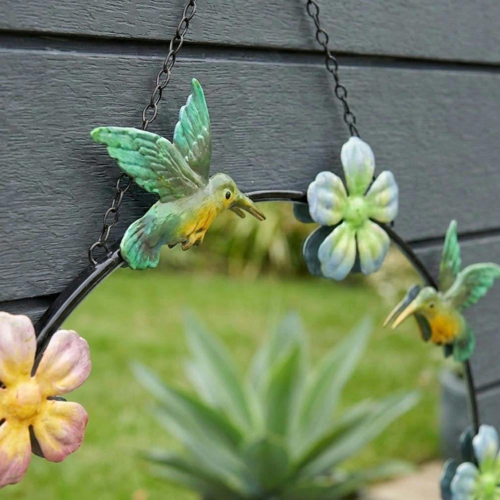 Garden Greatness Hanging Floral Hummingbird Garden Mirror