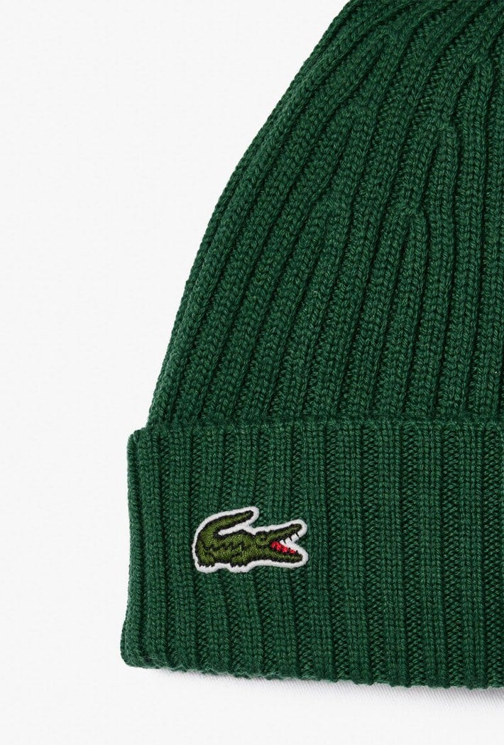 Lacoste Men's Rib Knit Brushed Wool Beanie