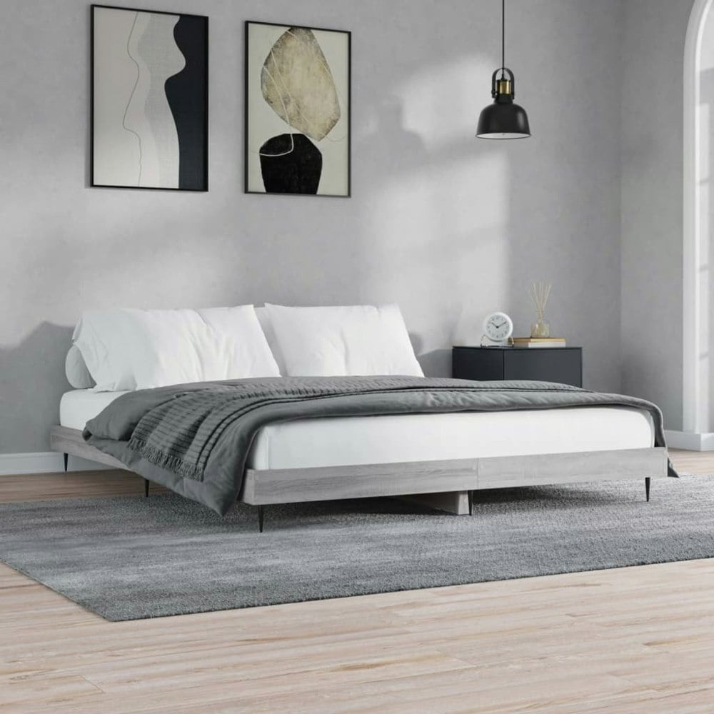 Berkfield Bed Frame Grey Sonoma 140x200 cm Engineered Wood