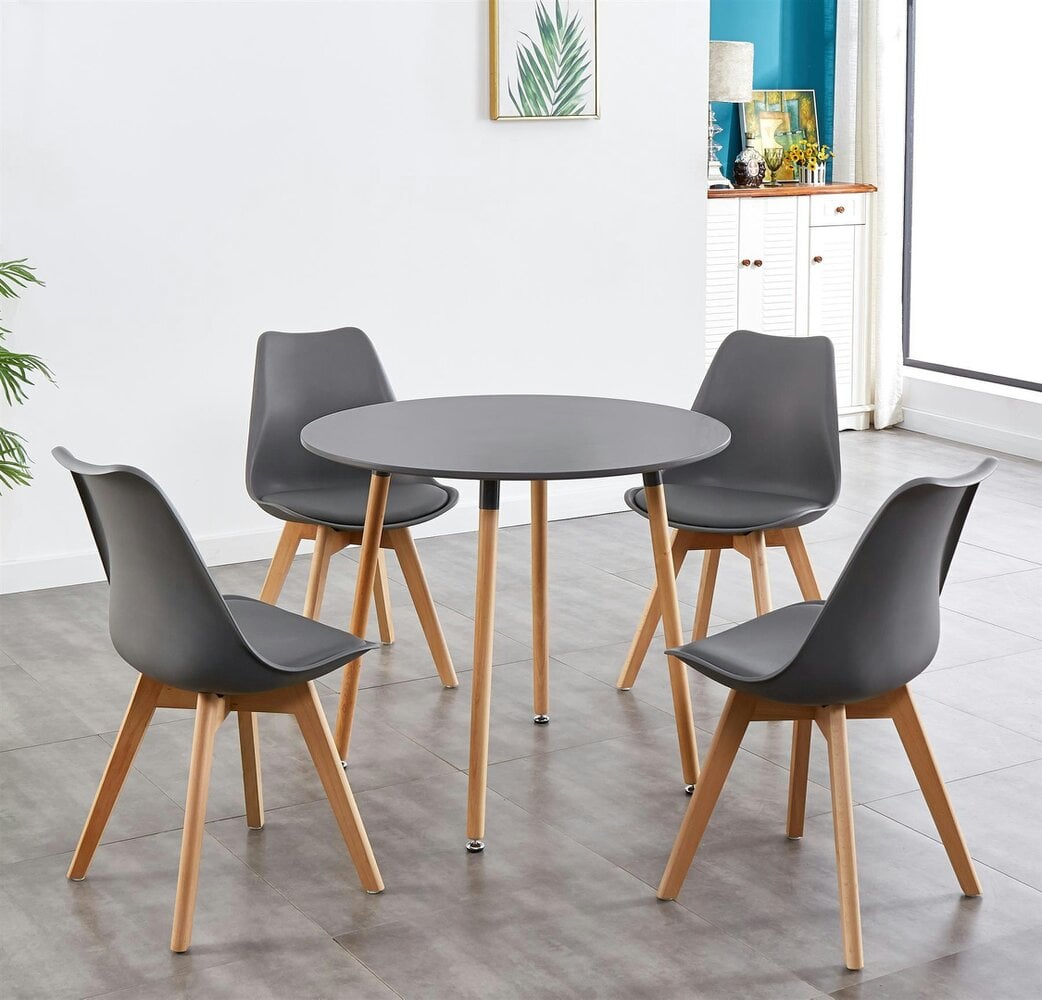 Kosy Koala Dining Table Grey Wood Kitchen Place for 4 Seats, Dining Table Only (Grey H 75 x L 90 x W 90 cm)