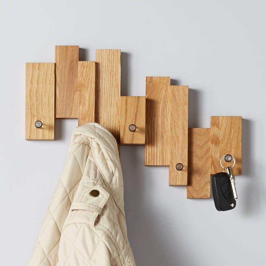 Rack Razor Blocks MijMoj Design Solid Oak Blocks Coat Rack - Acrylic | Rackhams