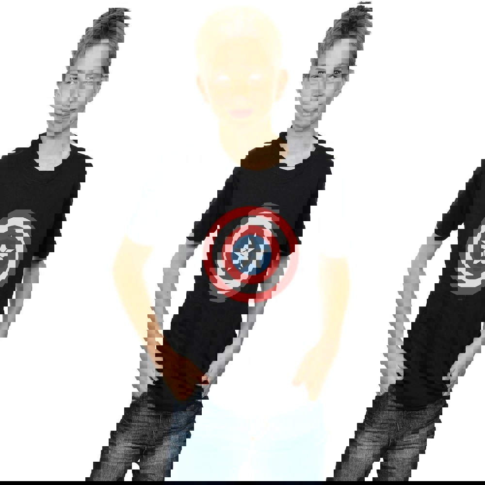 Marvel Boys Captain America Civil War Shield T-Shirt - Black