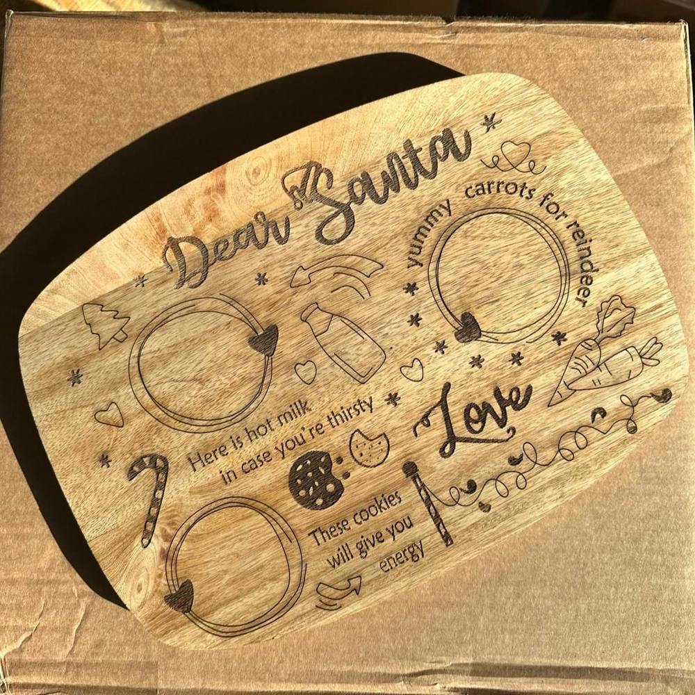 Sil Dear Santa Christmas Eve Treat Board / Wood Serving Board