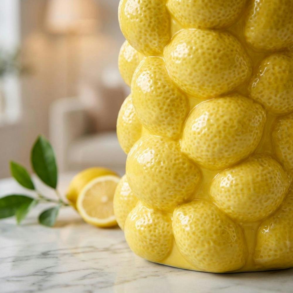Garden Greatness Zesty Abstract 3D Lemon Vase