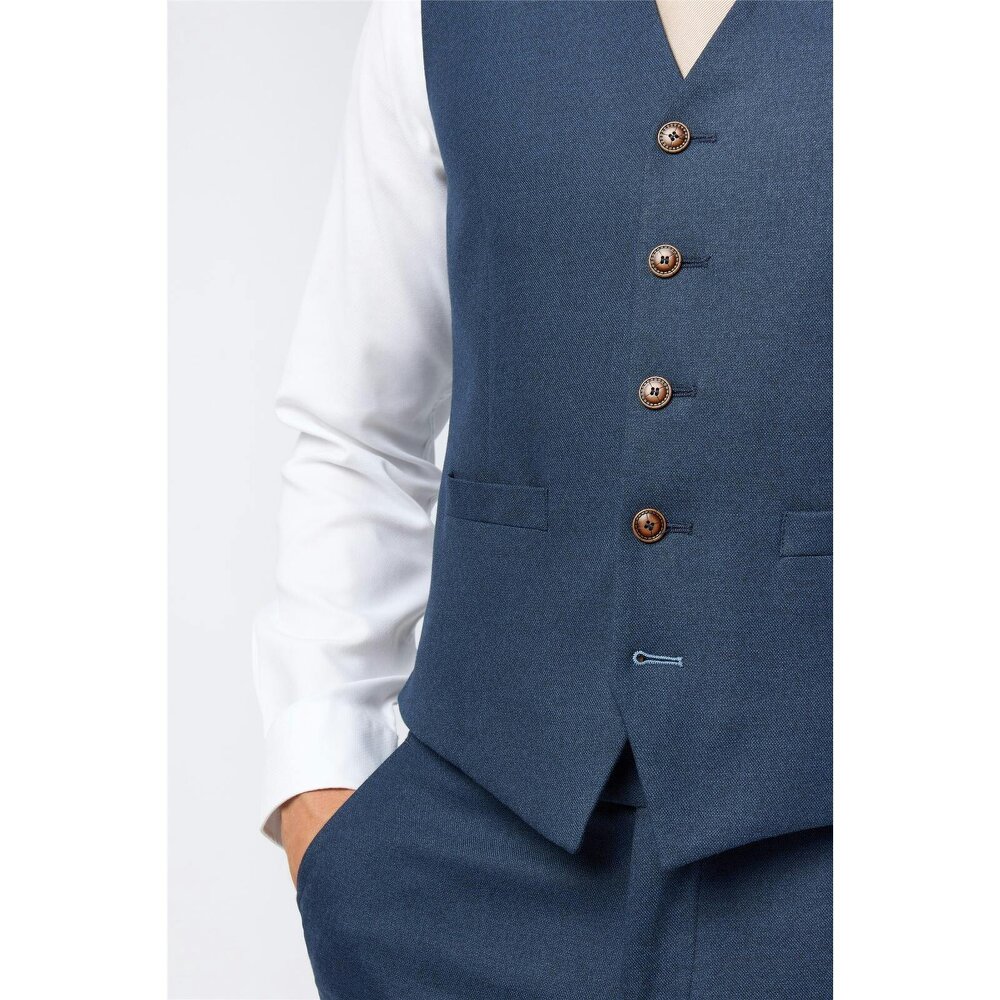 Antique Rogue Navy Texture Stretch Waistcoat