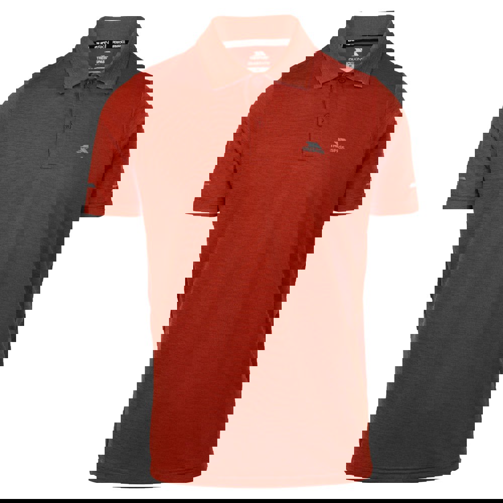 Trespass Mens Mckay Active Polo Shirt - Burnt Sienna Marl