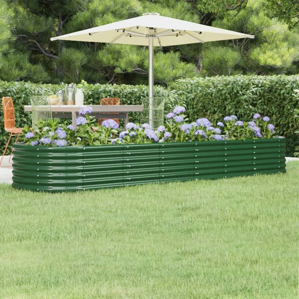 Berkfield Garden Raised Bed Powder-coated Steel 296x80x36 cm Green