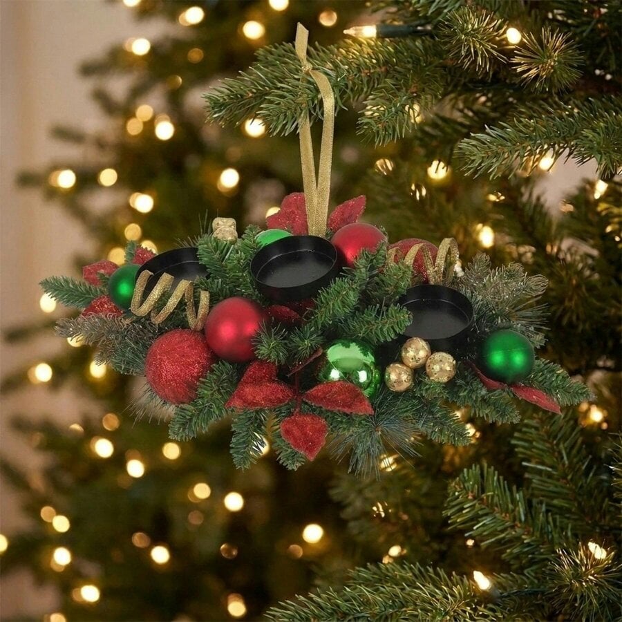 Garden Greatness Festive Mixed Foliage Bauble Centrepiece