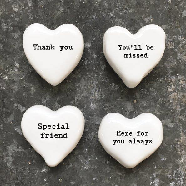 White Porcelain Heart Token “Special Friend” – Small Friendship Keepsake