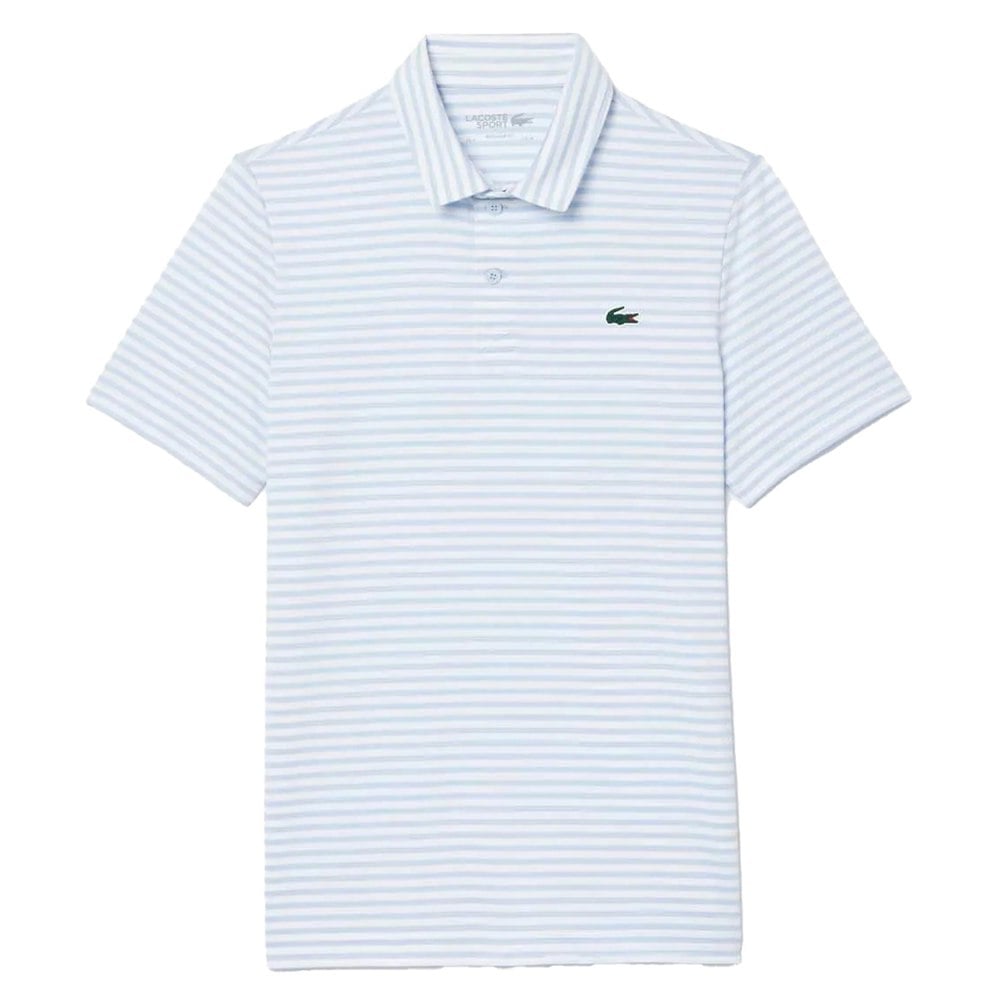Lacoste Mens Ultra Dry Striped UV Protection Polo Shirt - Blue/White