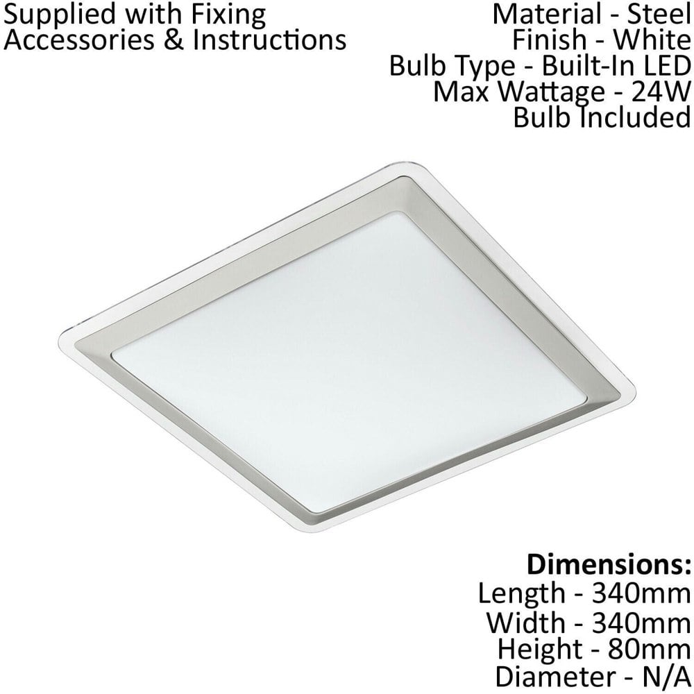 Wall Flush Ceiling Light Colour White Shade White Silver Plastic Bulb LED 24W Loops