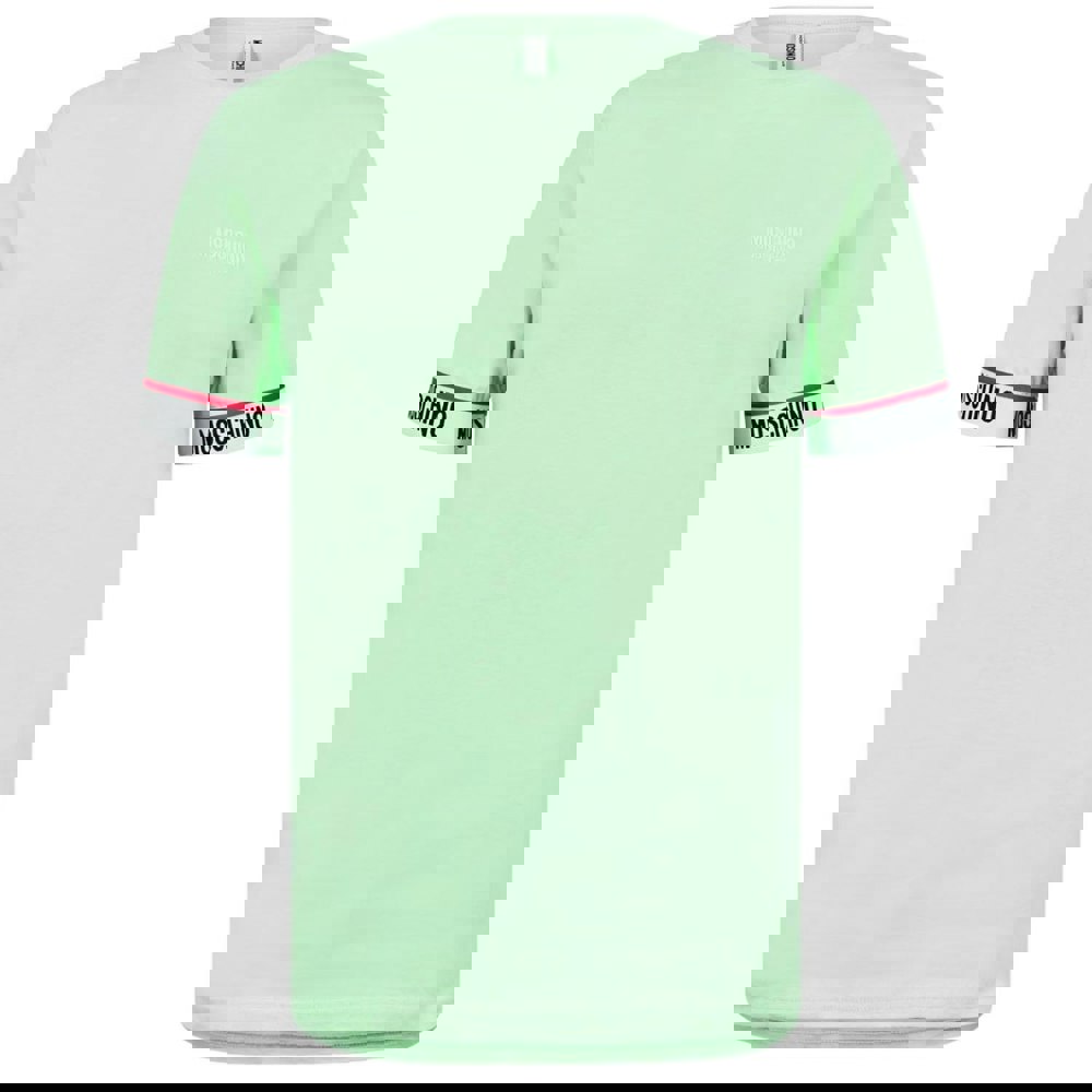 Moschino Taped Sleeve Logo Green T-Shirt L