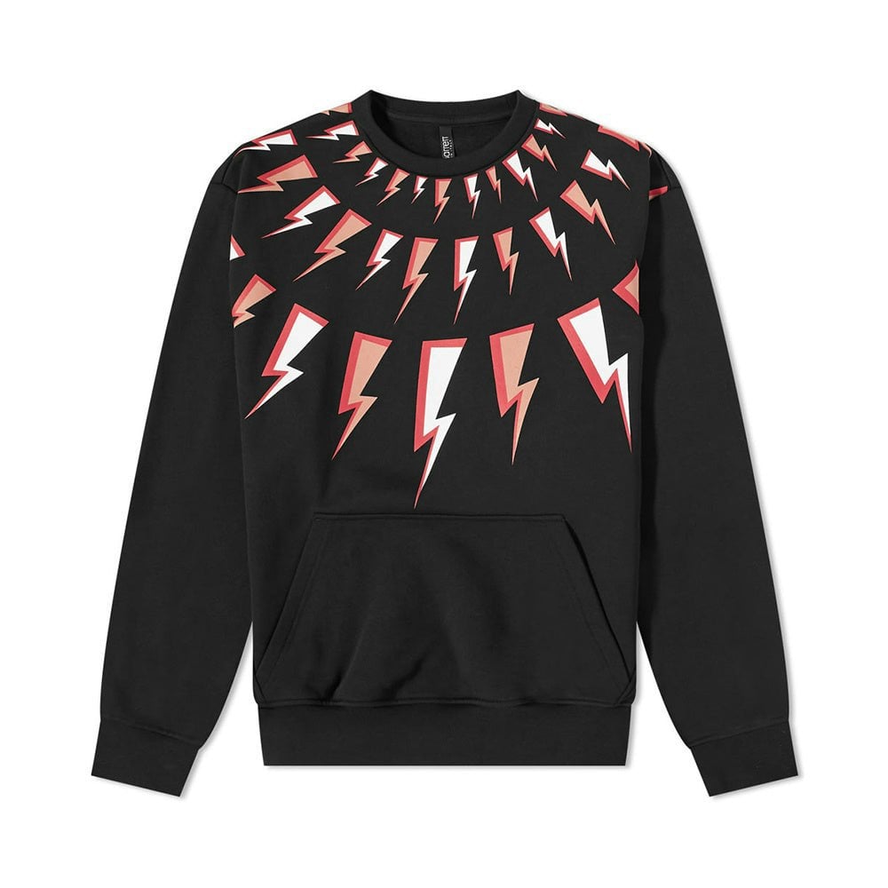 Neil Barrett Fair Isle Comic Sweatshirt - Thunderbolt Black