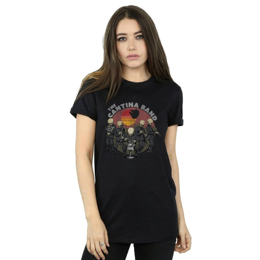 Star Wars Womens/Ladies Cantina Band Cotton Boyfriend T-Shirt - Black