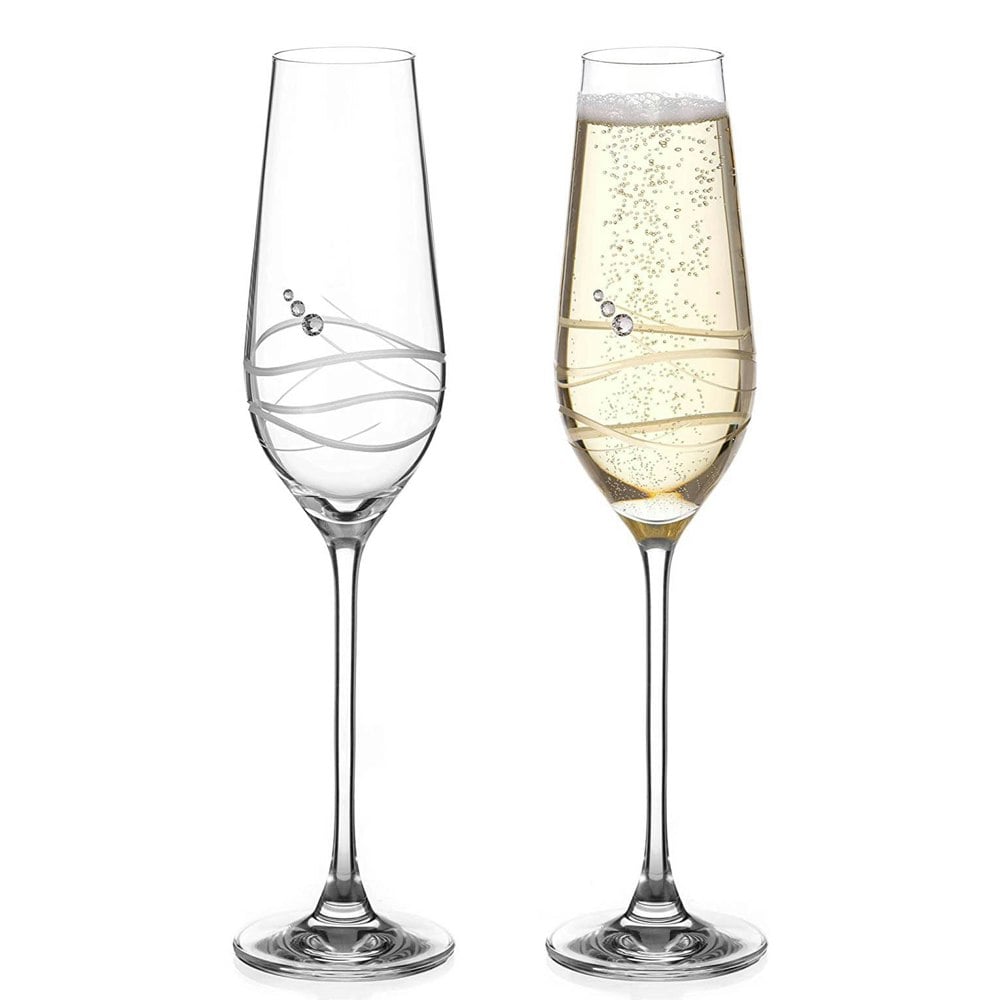 Diamante Venezia Champagne Flutes Adorned with Swarovski Crystals - Set of 2