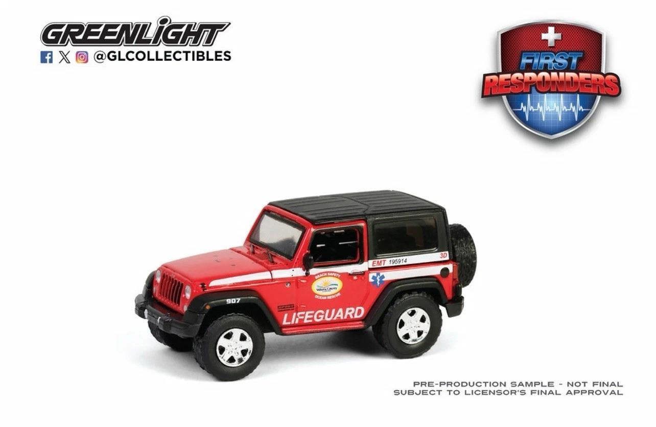 MCSlots 2011 Jeep Wrangler  Florida Beach Safety Ocean Rescue 1:64 Greenlight 67060E
