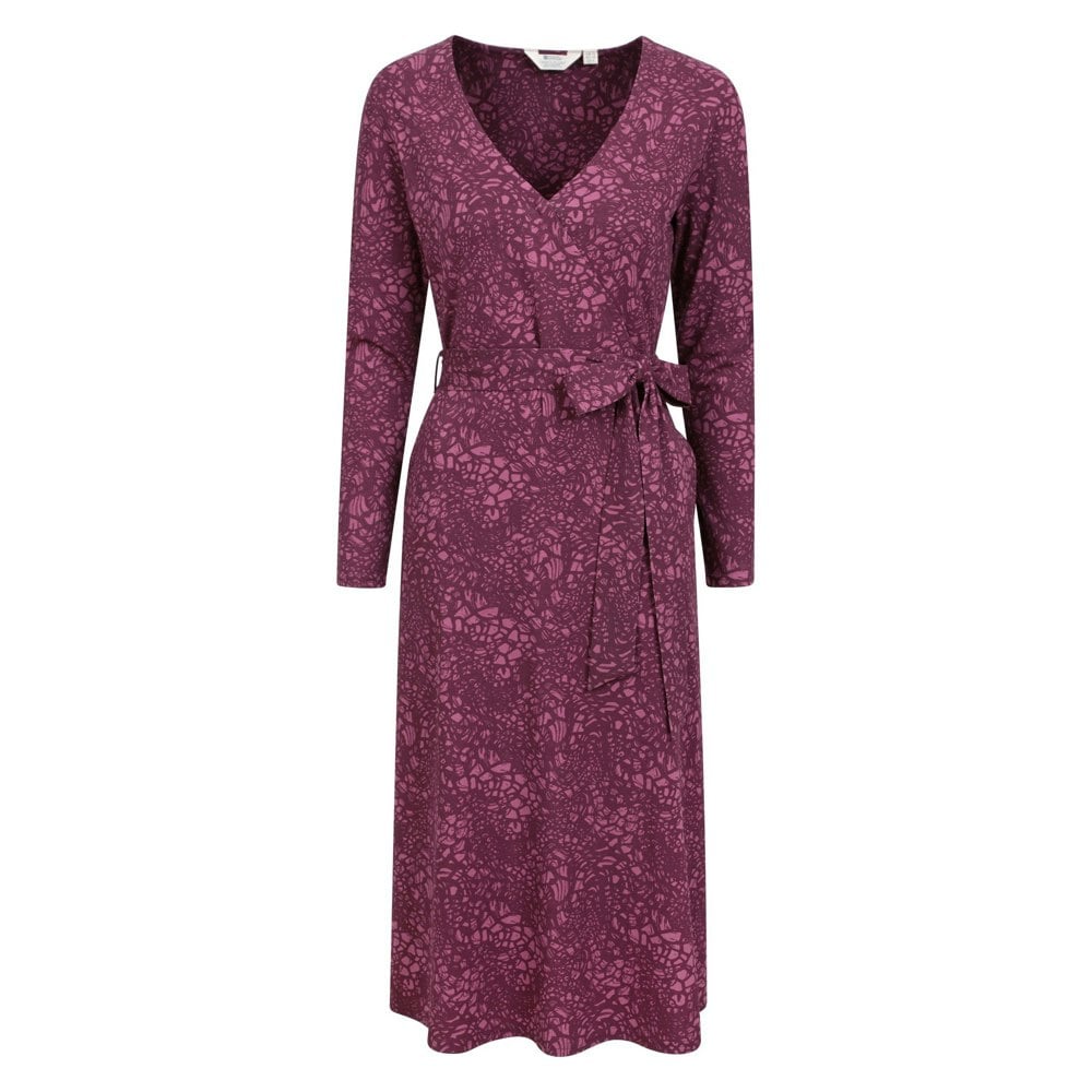 Mountain Warehouse Women's Santorini Floral Long-Sleeved Midi Dress - Burgundy