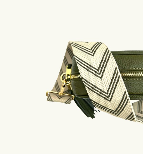 Apatchy London The Tassel Olive Green Leather Crossbody Bag with Olive Green Arrow Strap