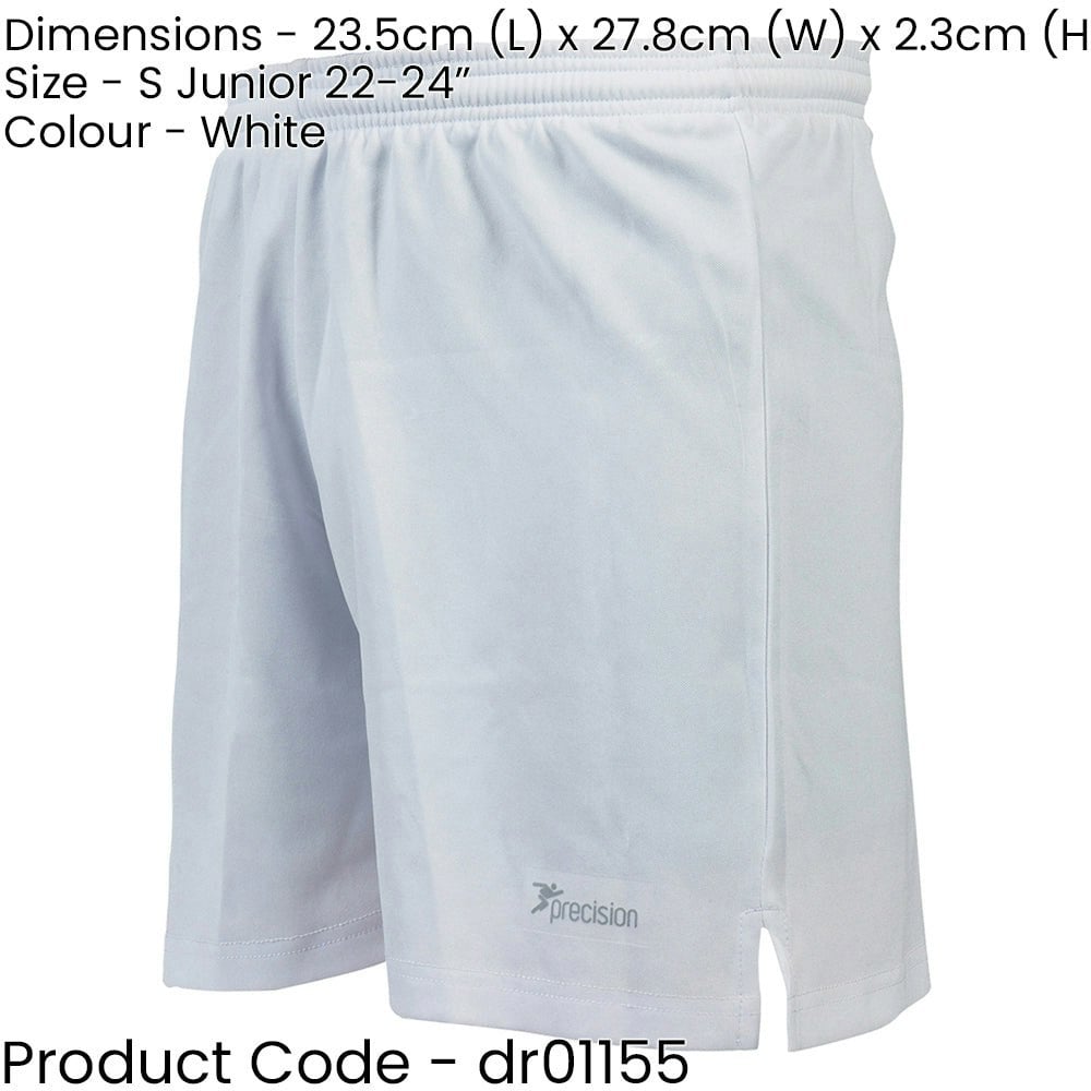 S JUNIOR Elastic Lightweight Football Gym Training Shorts - Plain WHITE 22-24"