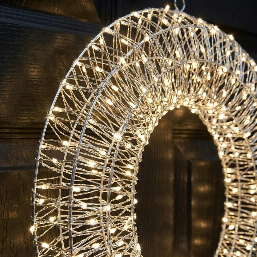 Garden Greatness Twinkling Silver Wreath with 960 White LEDs