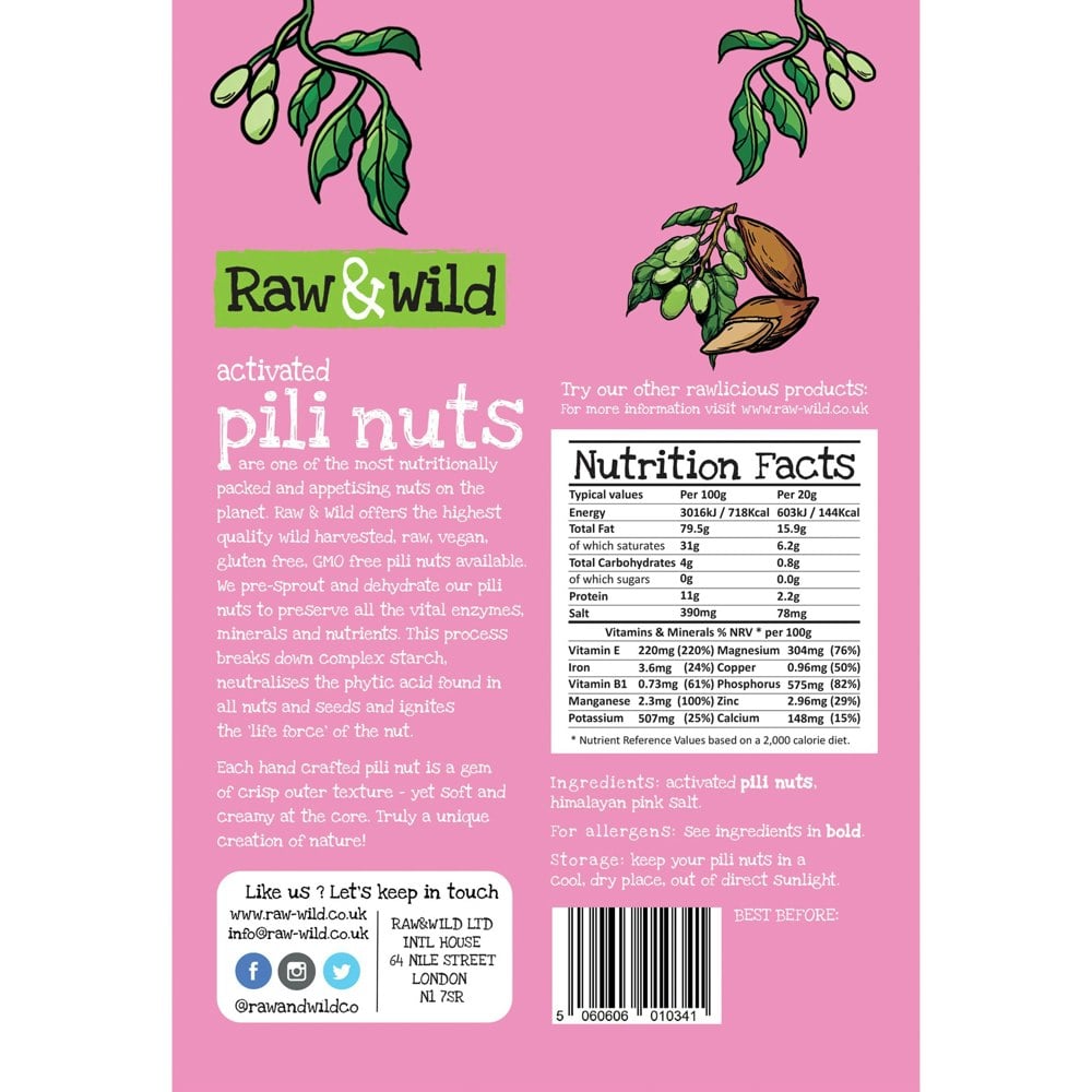 Raw & Wild Activated Himalayan Pink Salt Pili Nuts - 70g