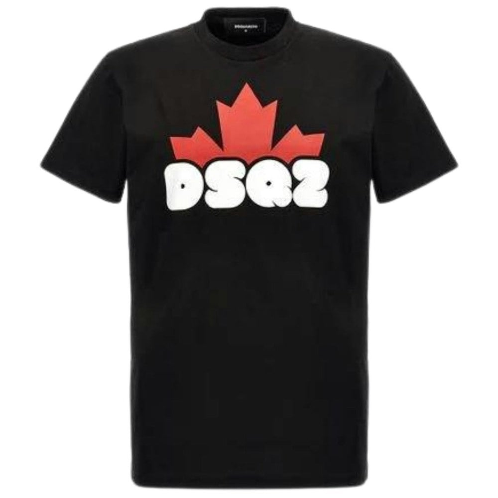 Dsquared2 Maple Leaf Branded Logo Cool Fit Black T-Shirt L