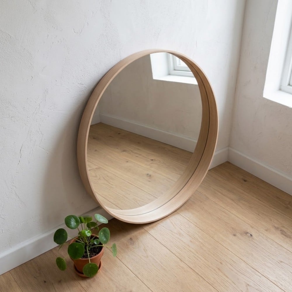 Garden Greatness Natural Wooden Frame Round Mirror