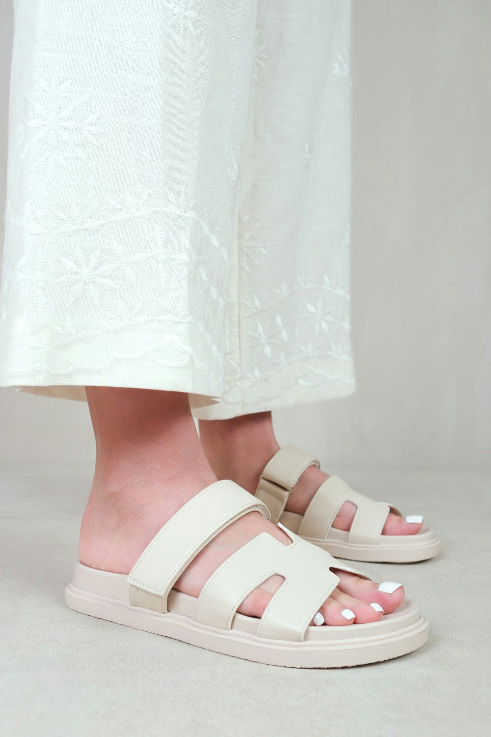 Where's That From Adagio Strappy Sandals in Nude Faux Leather