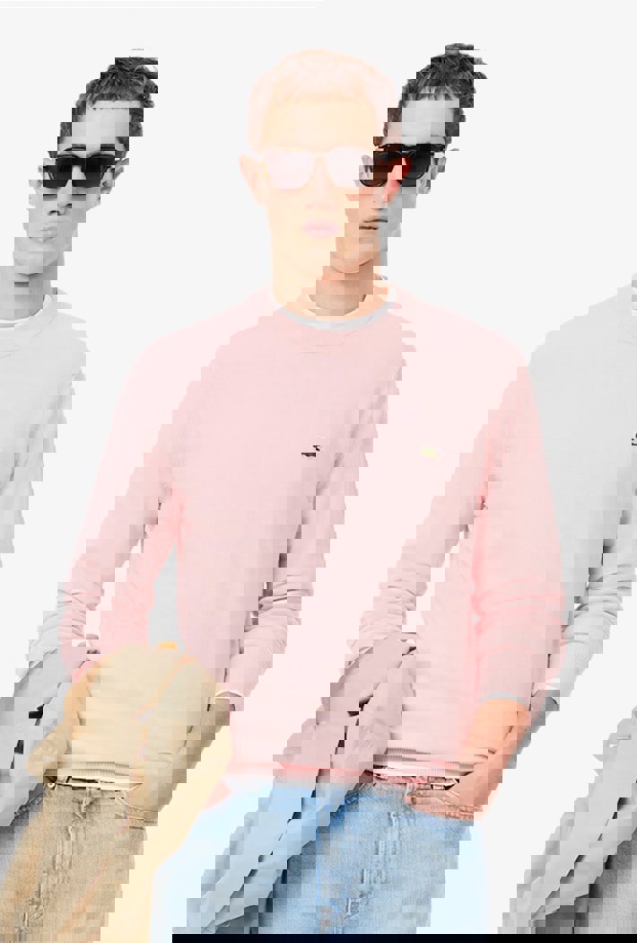 Lacoste Monochrome Crew Neck Cotton Sweater - Pink
