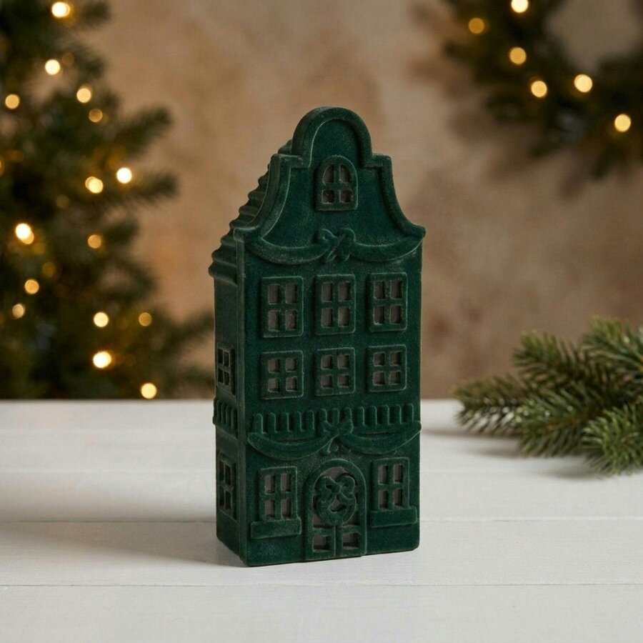 Garden Greatness Christmas Flocked Light-Up House - Green