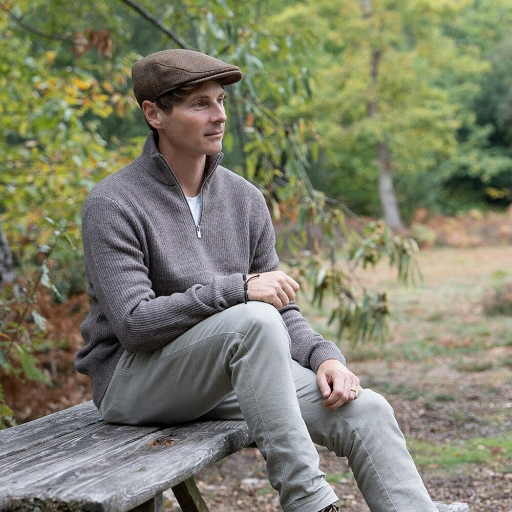 Heather Hats & Accessories Derby Tweed Flat Cap, Satin Lining, Outdoor Wear, Cedar Brown
