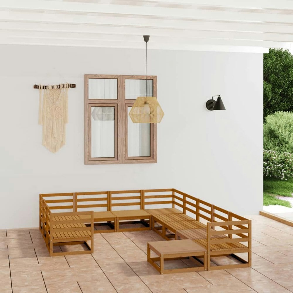 Berkfield 11 Piece Garden Lounge Set Solid Pinewood