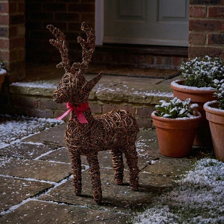 Garden Greatness Multi Action Lit Rattan Look Reindeer and Sleigh