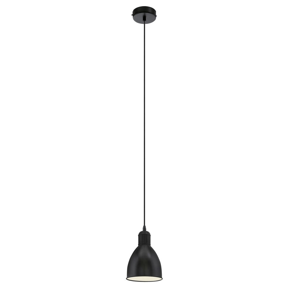 Hanging Ceiling Pendant Light Black & White Steel 1 x 40W E27 Bulb Loops